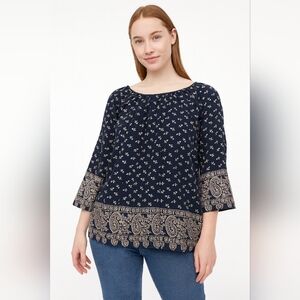 boho blue top women size xlarge Tunic